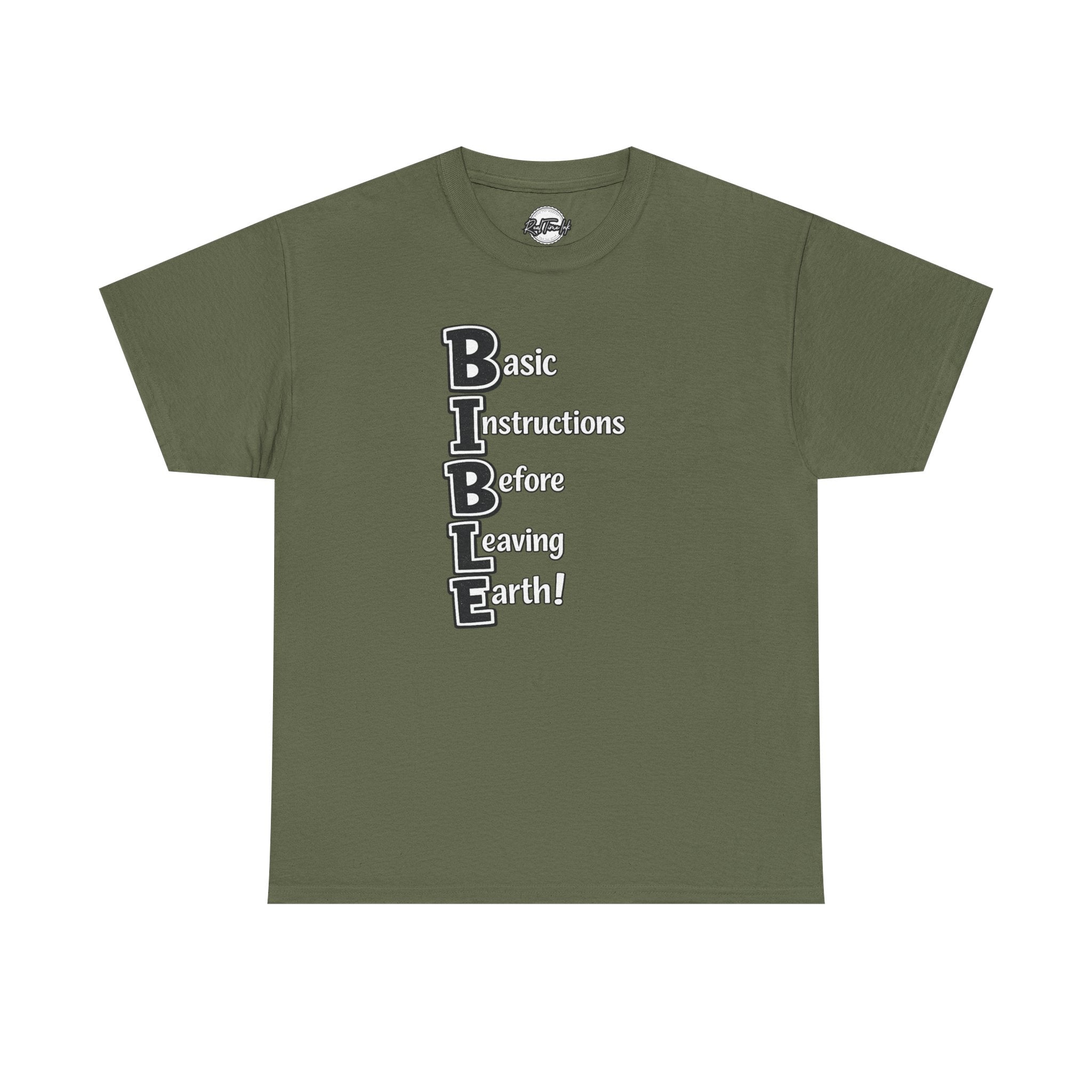 Bible Abbreviation Tee — "Basic Instructions Before Leaving Earth" Christian T-Shirt