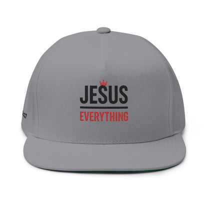 Jesus over Everything Flat Bill Cap - Stylish Embroidered Hat, Faith-Based Gift, Christian Apparel, Streetwear, Casual Accessory
