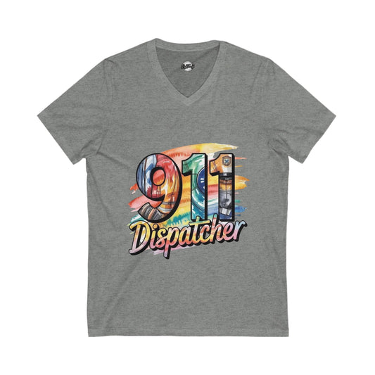 Rainbow 911 Dispatcher Tee, Funny Emergency Worker Shirt, First Responder Gift, V-Neck T-Shirt, Unisex Jersey Top, Colorful Dispatch Apparel