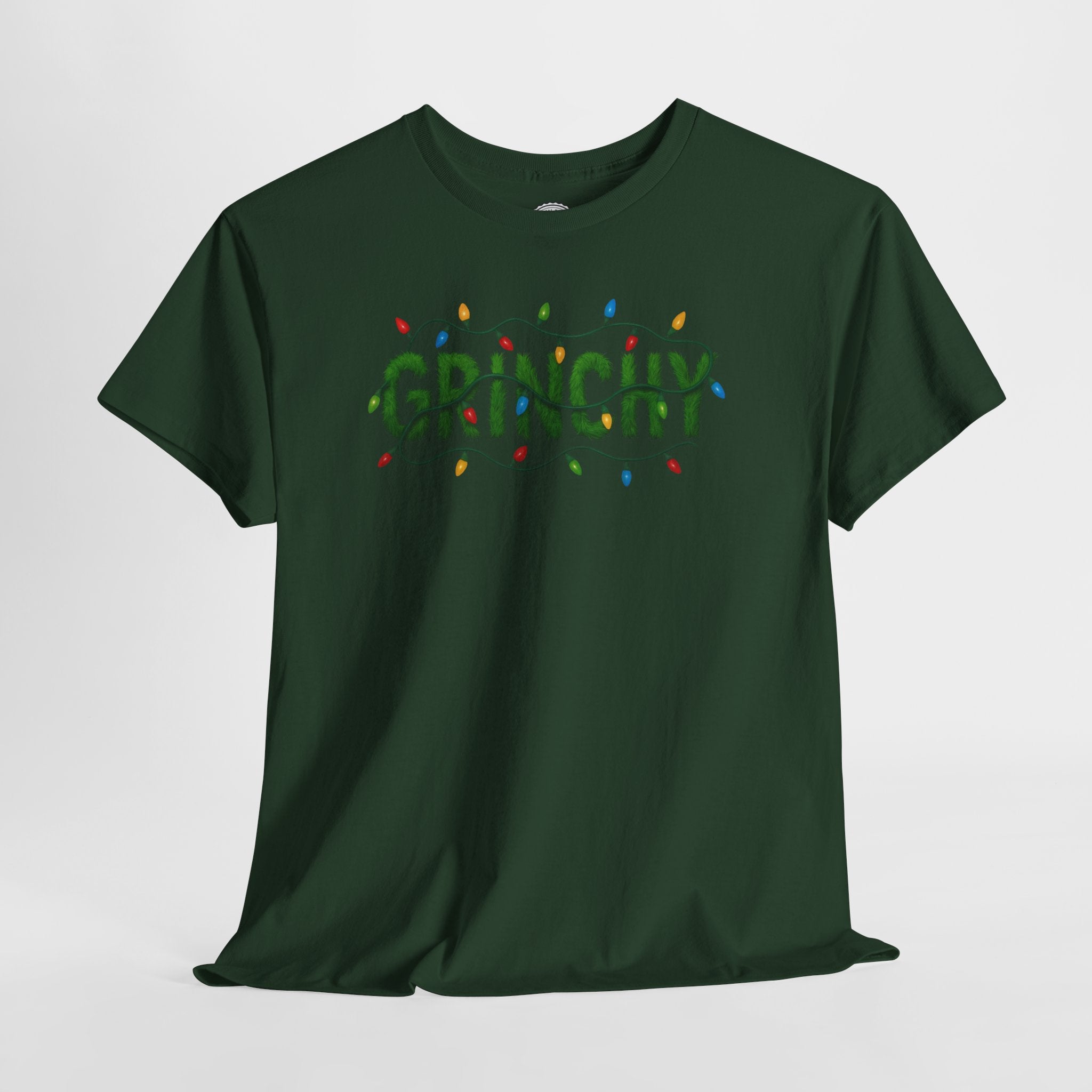 Grinchy Christmas Tee — Festive Lights Holiday Shirt