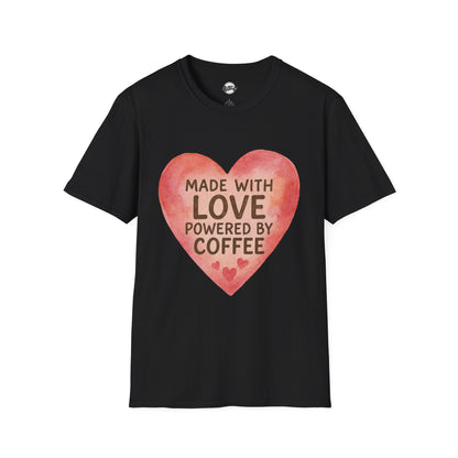 Made with Love Powered by Coffee Unisex Softstyle T-Shirt