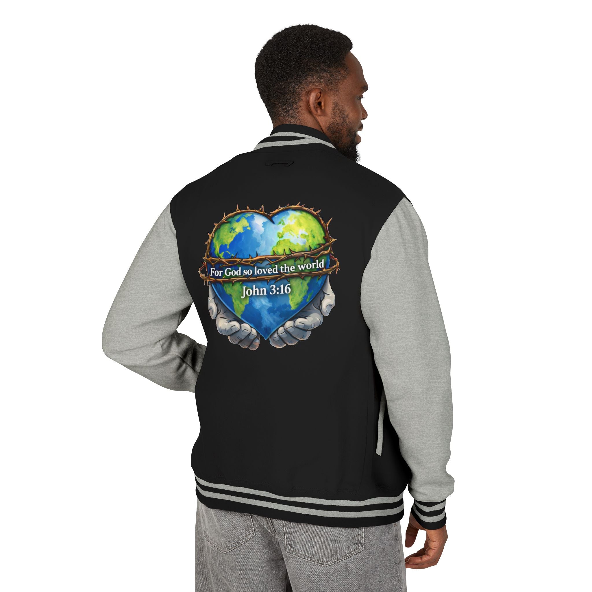 John 3:16 Letterman Jacket — 'God So Loved the World' Varsity Jacket