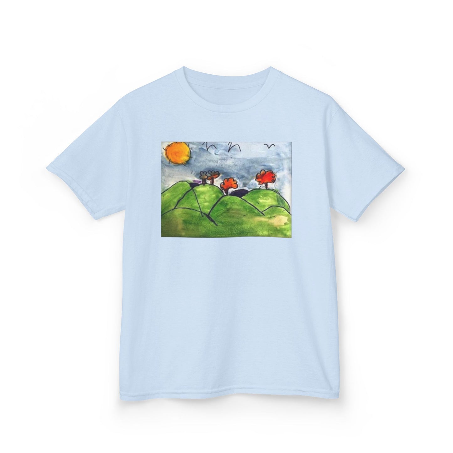 Children's Nature Art Tee - Colorful Landscape Design for Kids