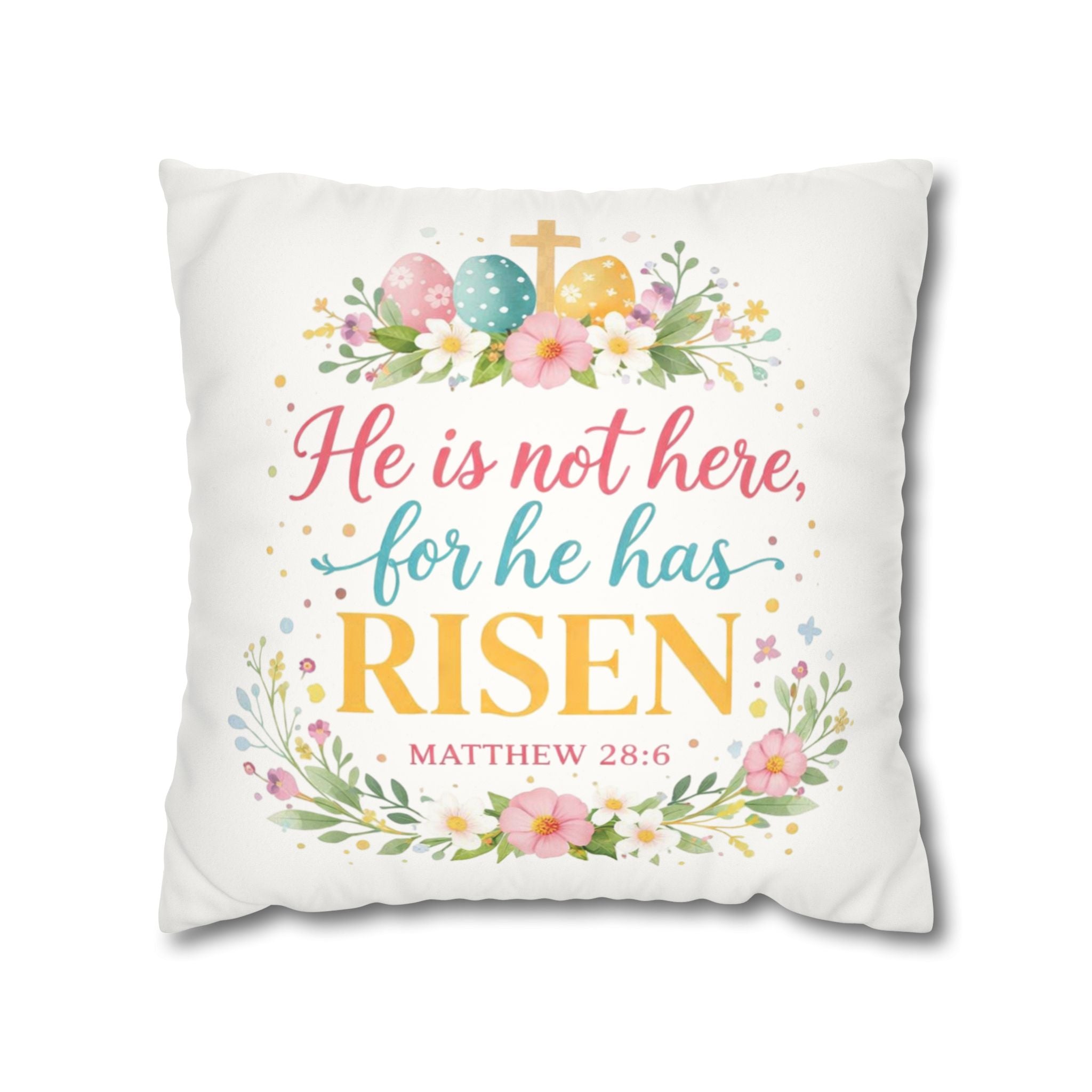 He Is Not Here for He Has Risen Pillowcase | Easter Scripture Decorative Pillow