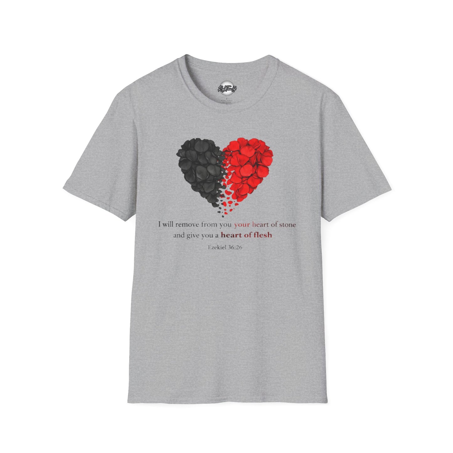 Heart of Stone to Flesh T-Shirt — Inspirational Scripture Design (Ezekiel 36:26)