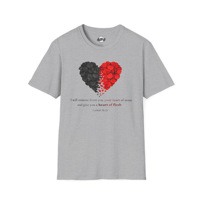Heart of Stone to Flesh T-Shirt — Inspirational Scripture Design (Ezekiel 36:26)