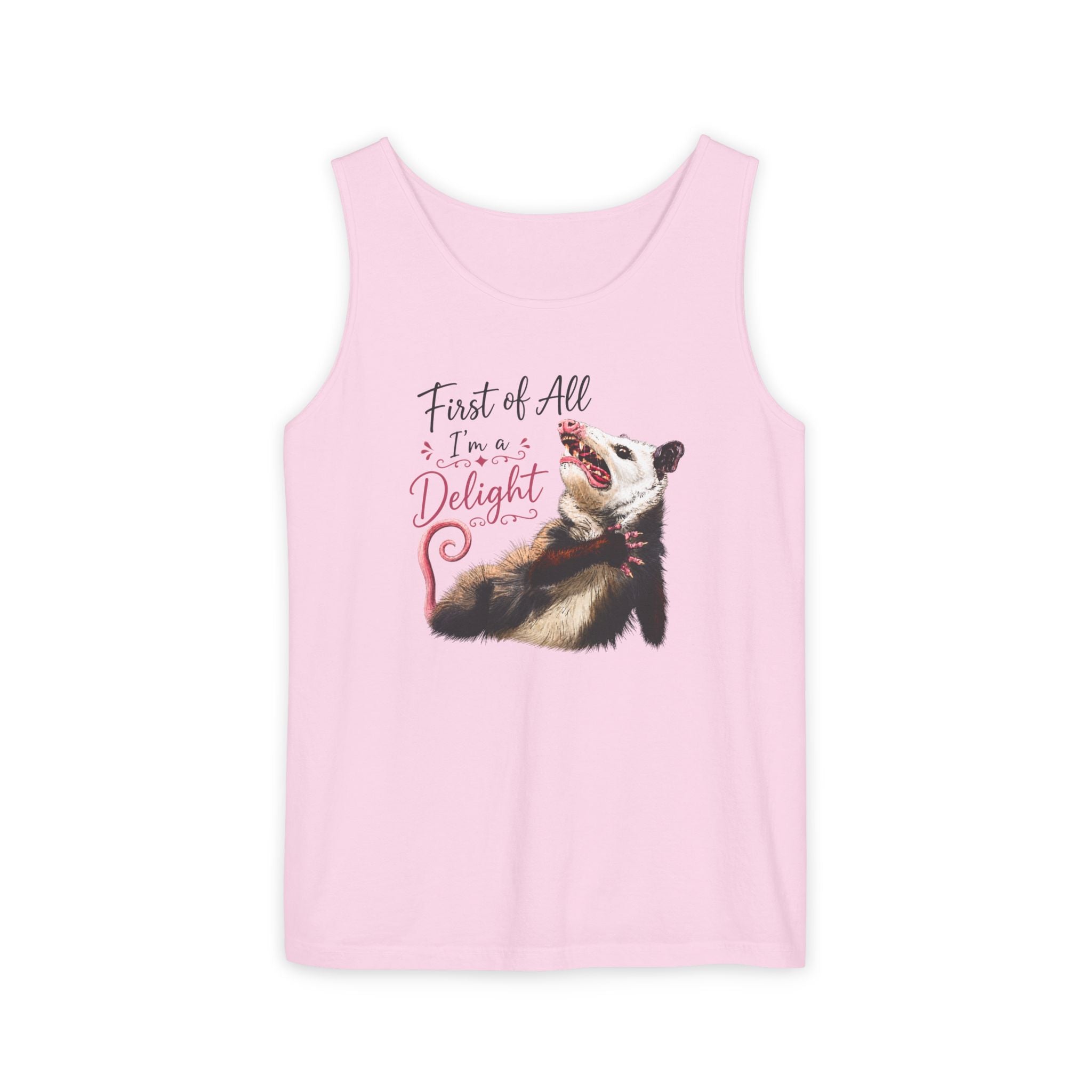 Possum Tank Top - “First of All I’m a Delight” Cute Possum Graphic Tank