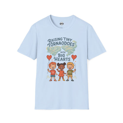 Raising Tiny Tornadoes Unisex Softstyle T-Shirt - Big Hearts Design