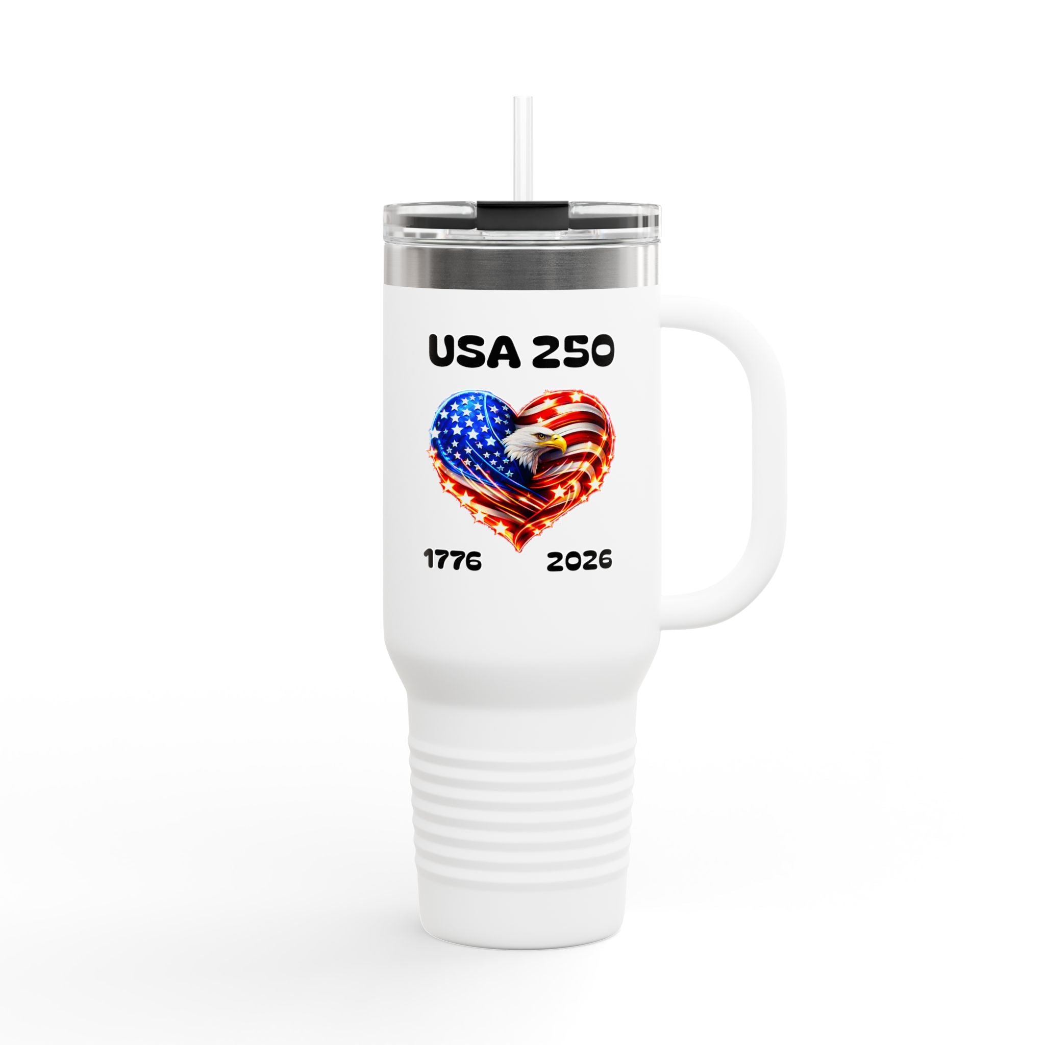 USA 250 Patriotic 40oz Tumbler - 1776–2026 American Eagle Heart Travel Mug | Insulated Independence Anniversary Cup