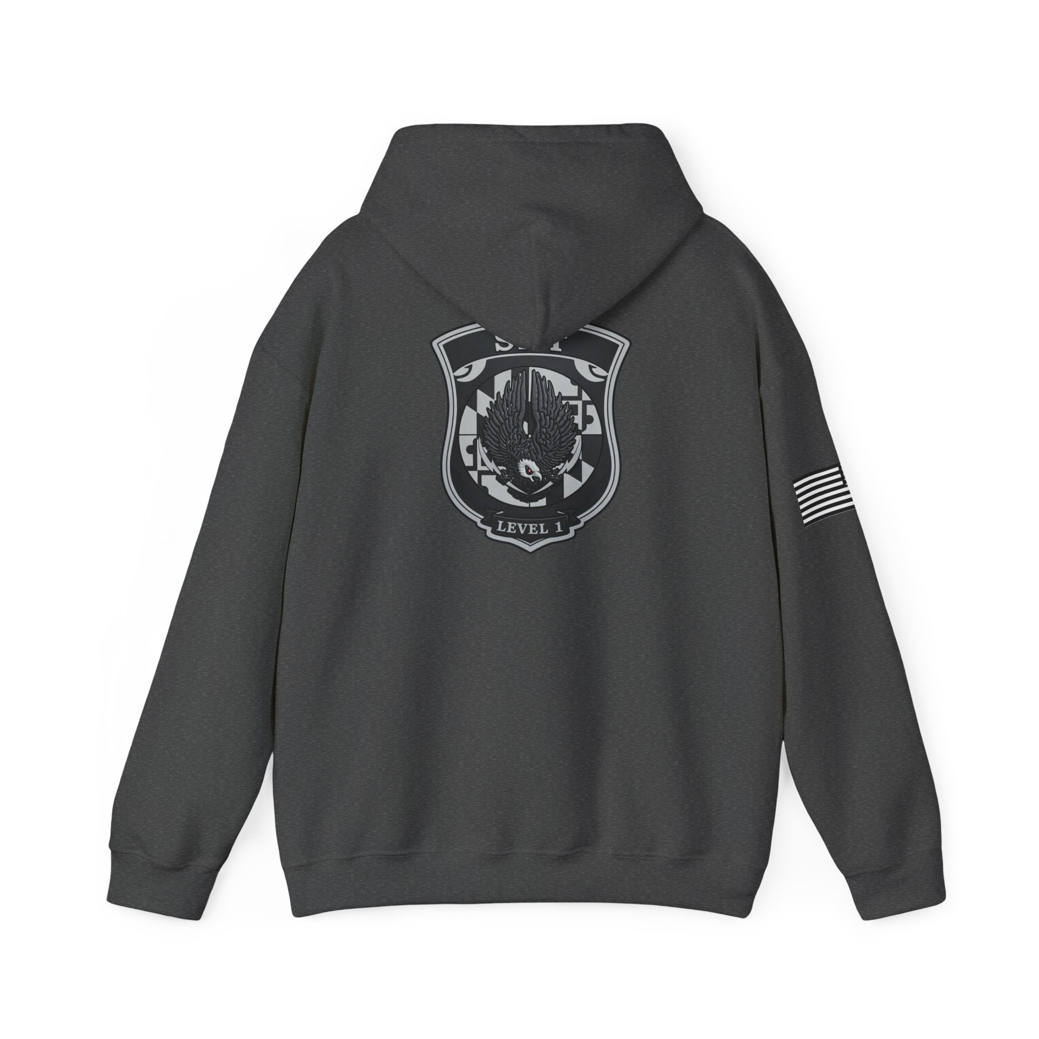 SRT Hoodie 1 – Tactical Badge Back Print with Sleeve Flag