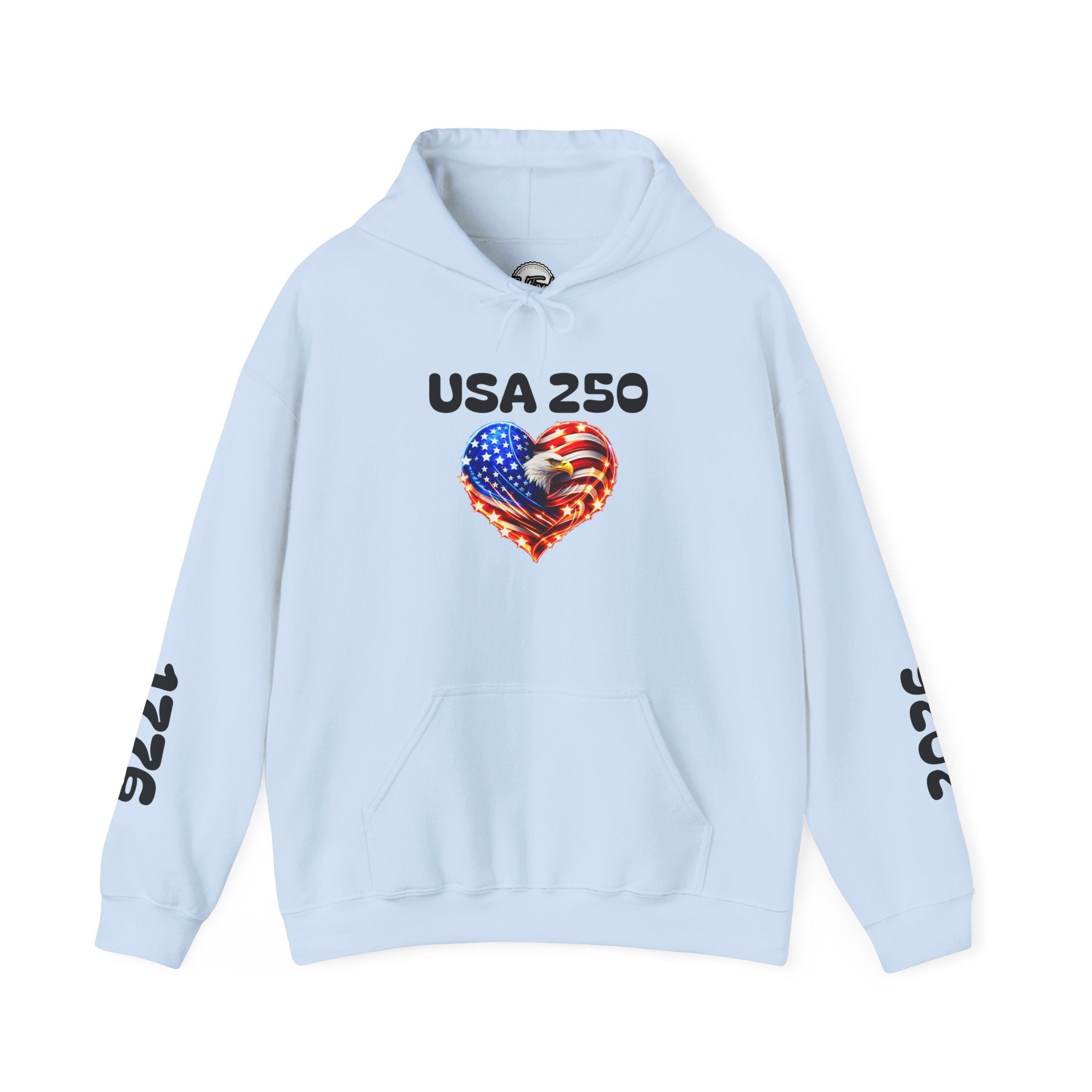 USA 250 Heart Flag Hoodie — 1776 & 2026 Patriotic Anniversary Sweatshirt