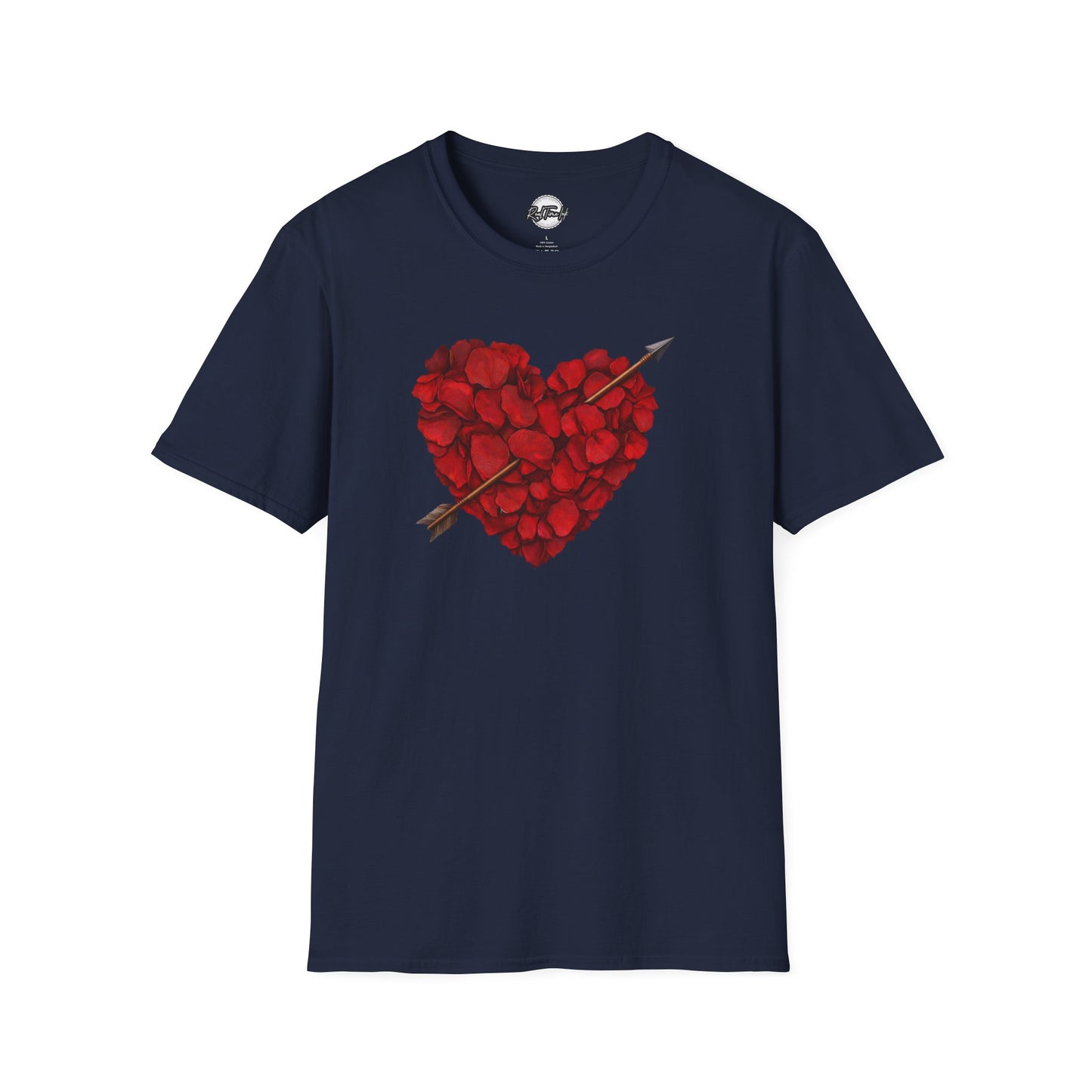Rose Petal Heart T-Shirt — Arrowed Floral Heart Graphic Tee for Valentine’s Day