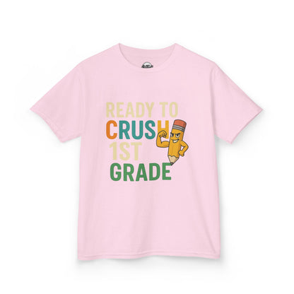 Ready to Crush 1st Grade Kids Tee, Back to School Shirt, Funny Kids T-Shirt, Classroom Apparel, Birthday Gift for Boys