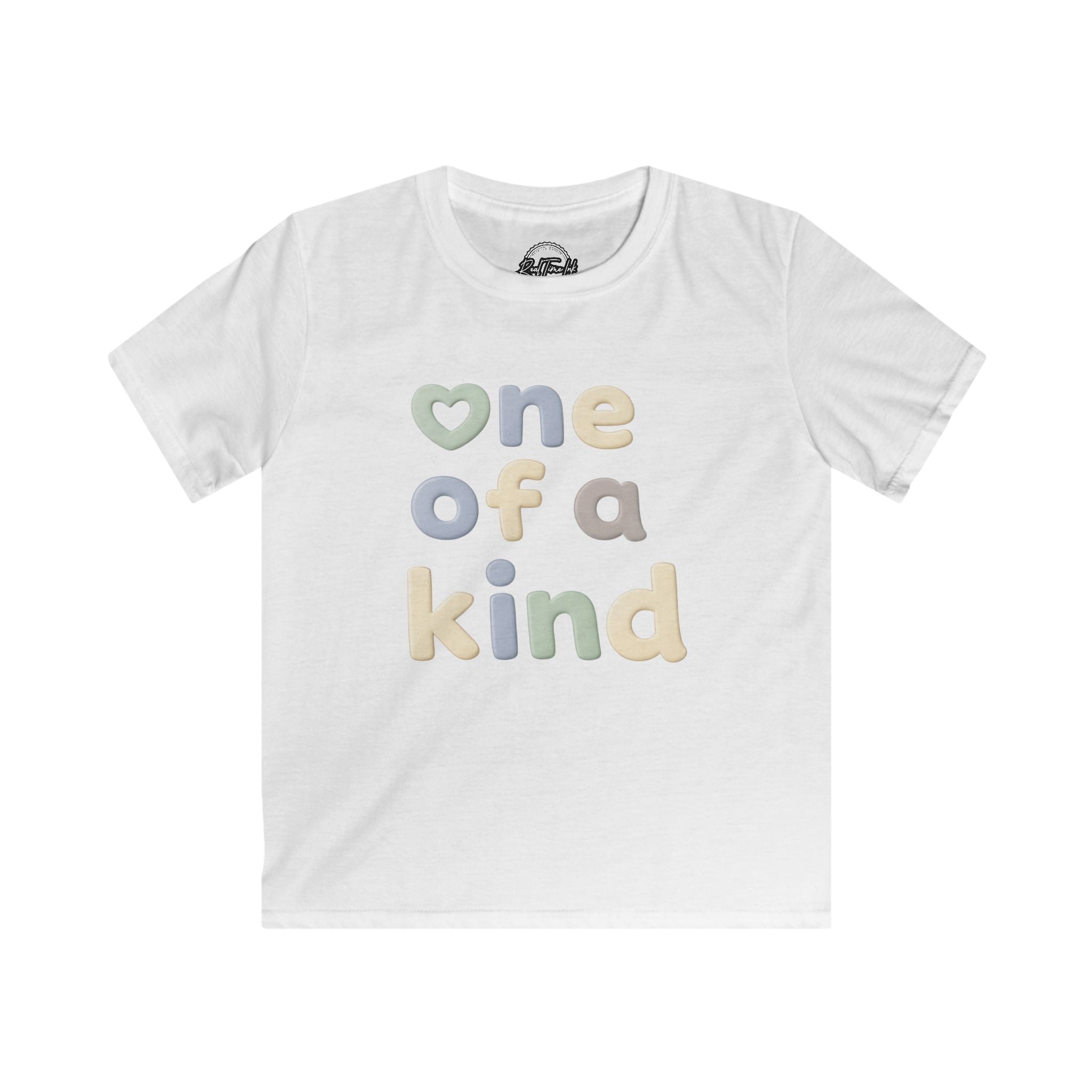 Kids Tee — "One of a Kind" Pastel Heart Graphic