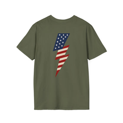 Patriotic Lightning Bolt T-Shirt, American Flag Tee, Unisex Casual Wear, Gifts for Independence Day, Fourth of July Apparel, Summer Style
