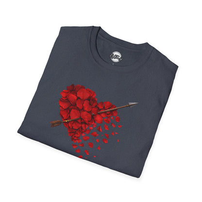 Rose Petal Heart T-Shirt — Arrow-Pierced Romantic Valentine Tee