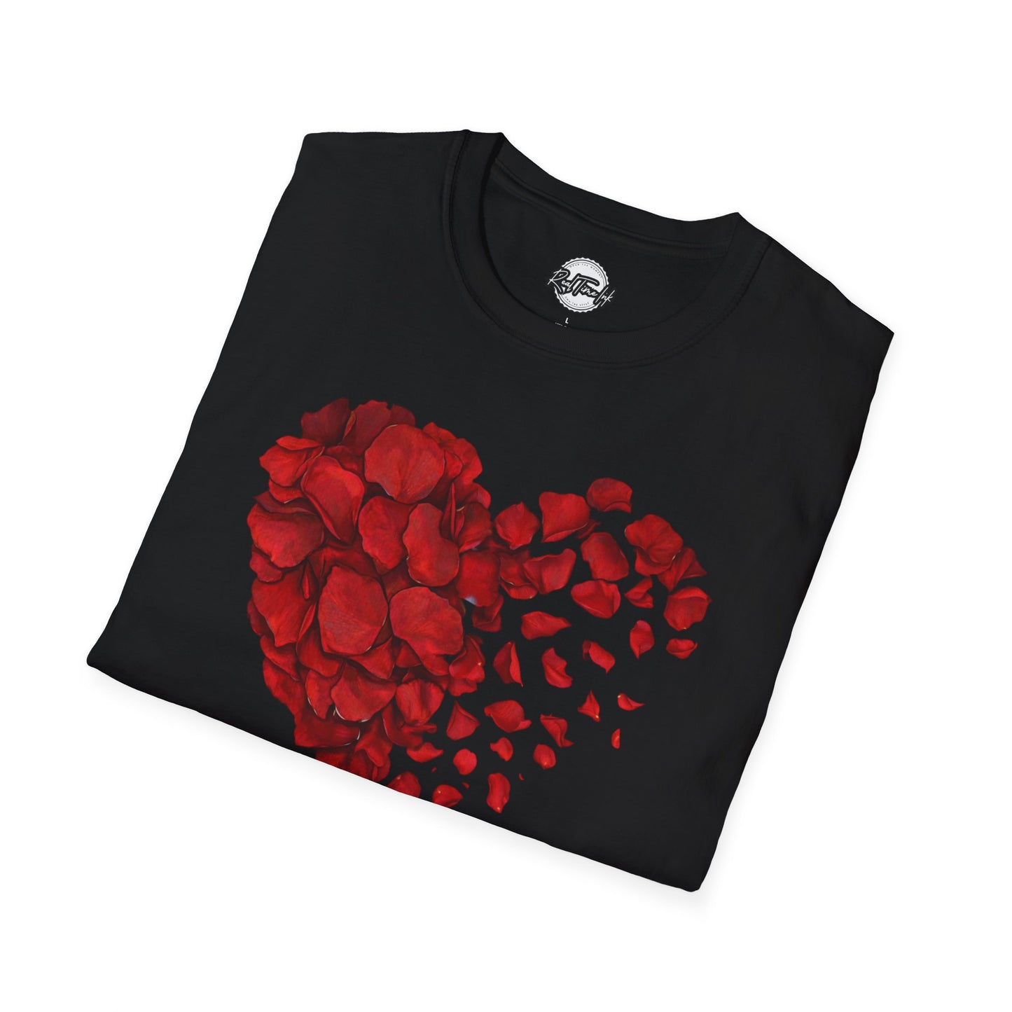 Disintegrating Rose Petal Heart T-Shirt — Floral Heart Design