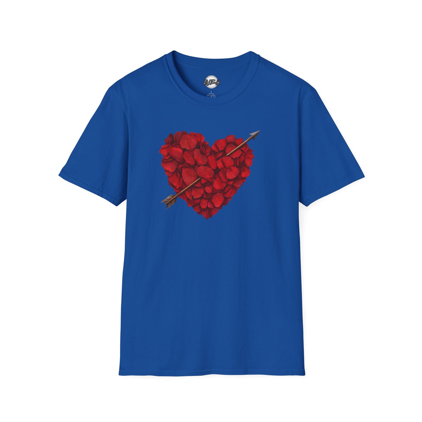 Rose Petal Heart T-Shirt — Arrowed Floral Heart Graphic Tee for Valentine’s Day