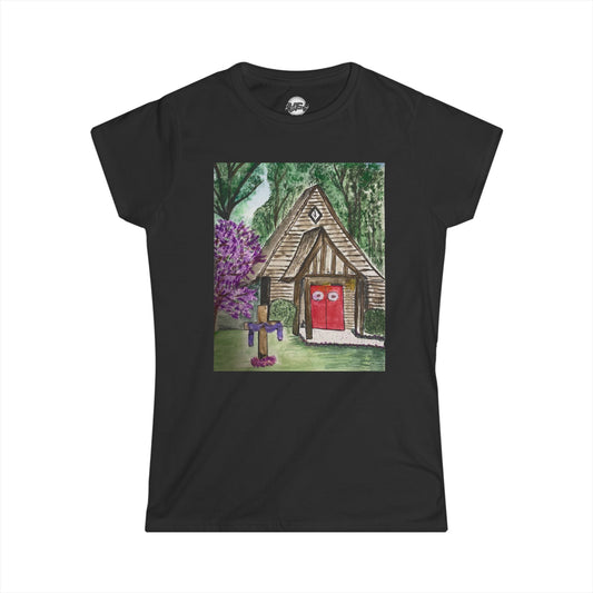 Whimsical Cottage Art Women's Softstyle Tee - Cozy & Playful Design