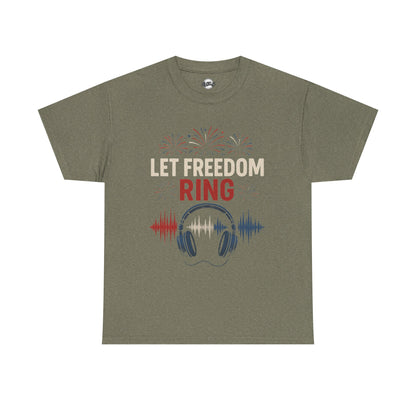 Unisex Heavy Cotton Tee: Let Freedom Ring Shirt, Music Lover Gift, Patriotic Tee, Festival Outfit, Independence Day Celebration