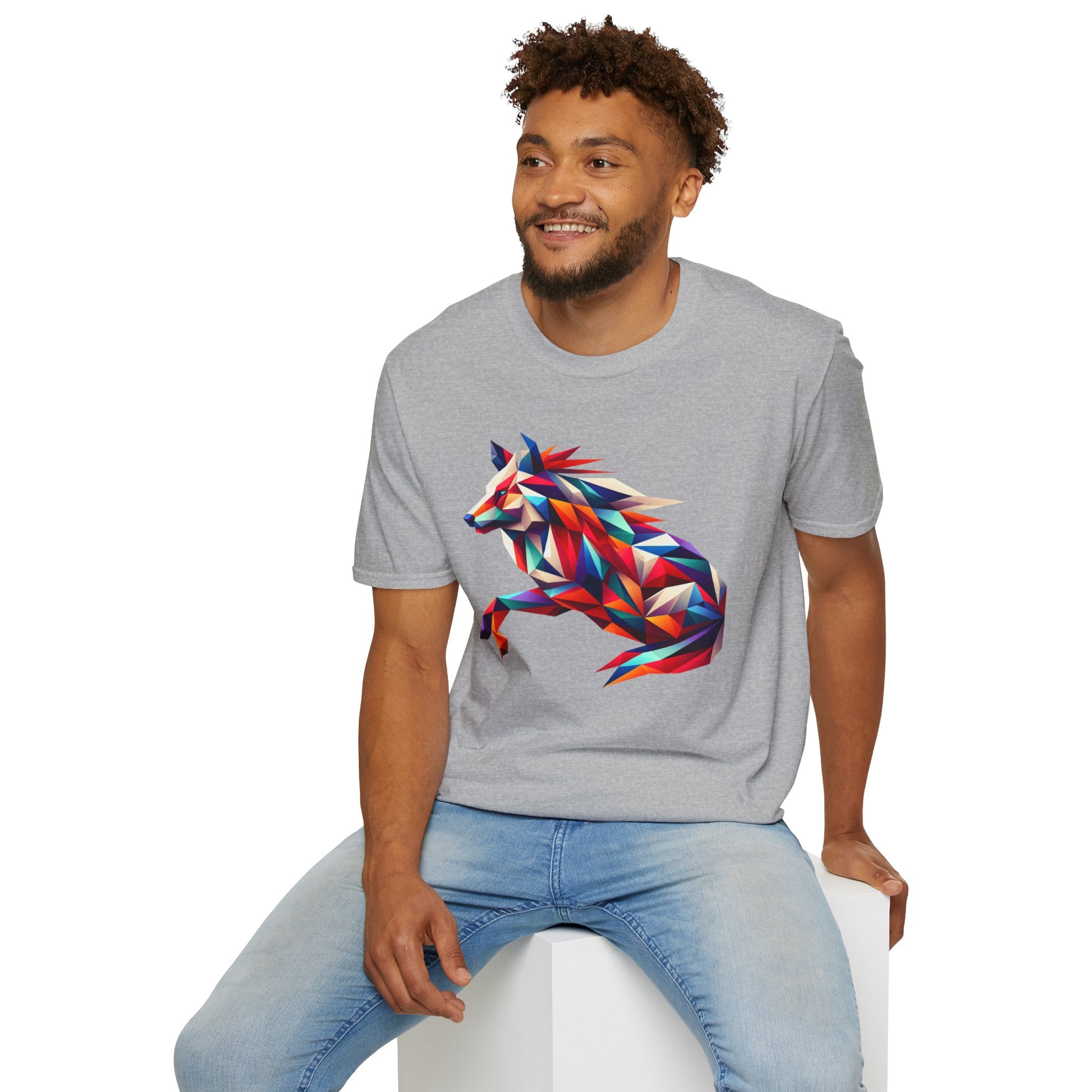 Colorful Geometric Wolf T-Shirt | Unisex Softstyle Tee