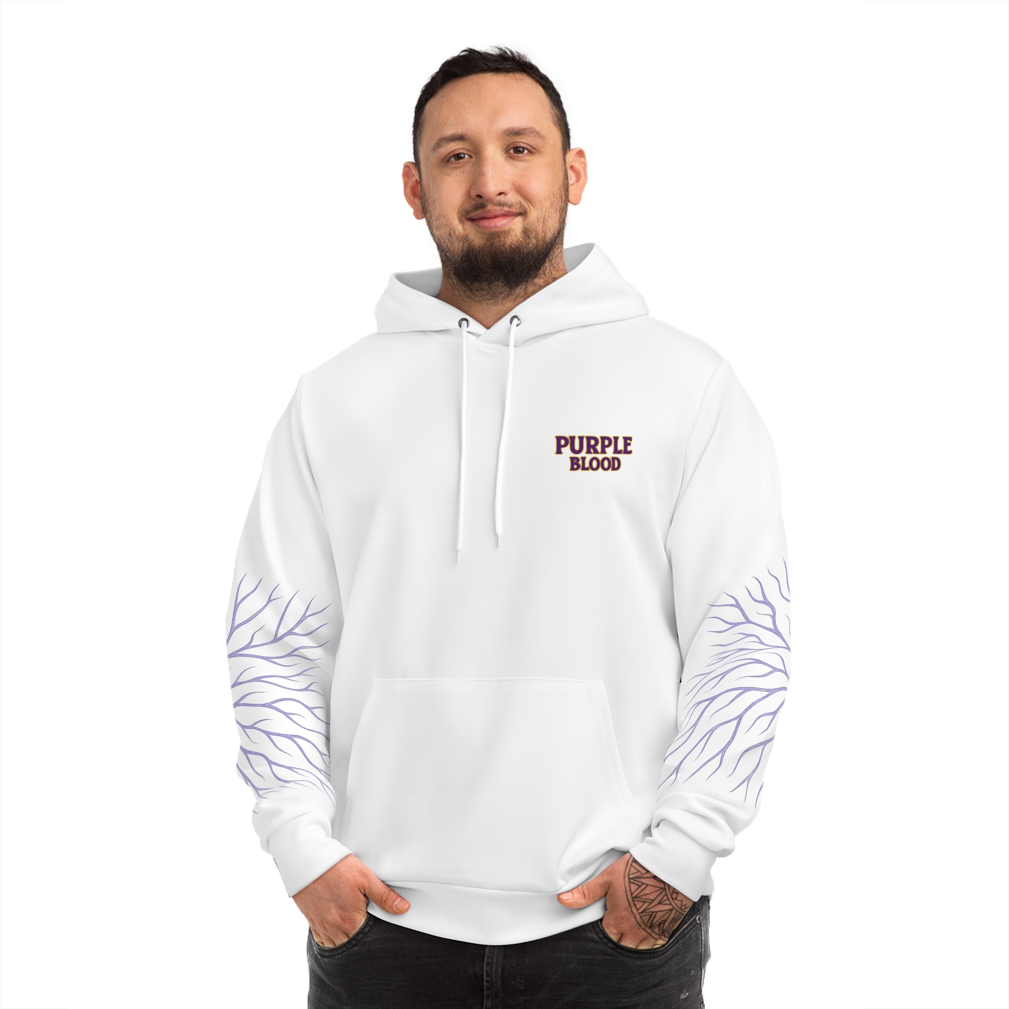Purple Blood AOP Hoodie for Baltimore Fans, Trendy Streetwear, Unique Gift for Sports Lovers, Stylish Fall Wardrobe Essential, Casual Outfit