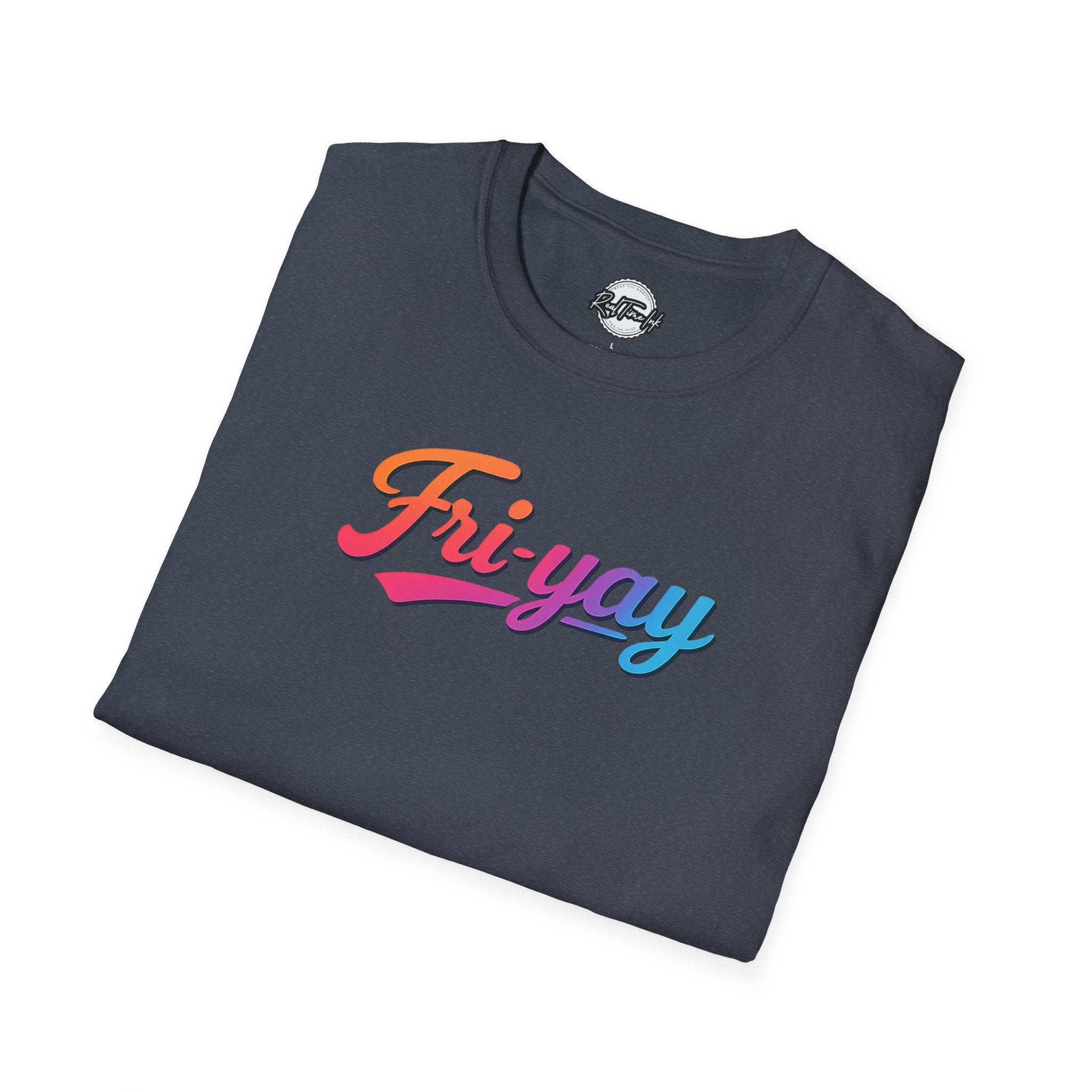 Fri-yay Graphic T-Shirt — Retro Rainbow Weekend Tee