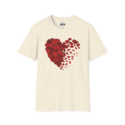 Disintegrating Rose Petal Heart T-Shirt — Floral Heart Design