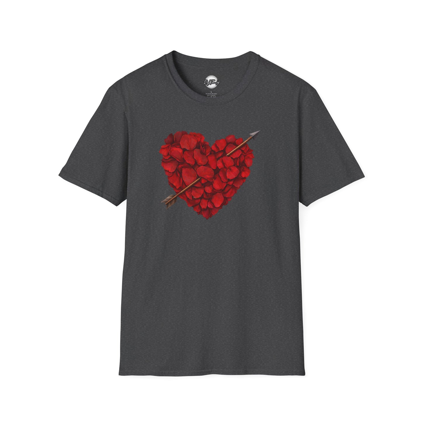 Rose Petal Heart T-Shirt — Arrowed Floral Heart Graphic Tee for Valentine’s Day