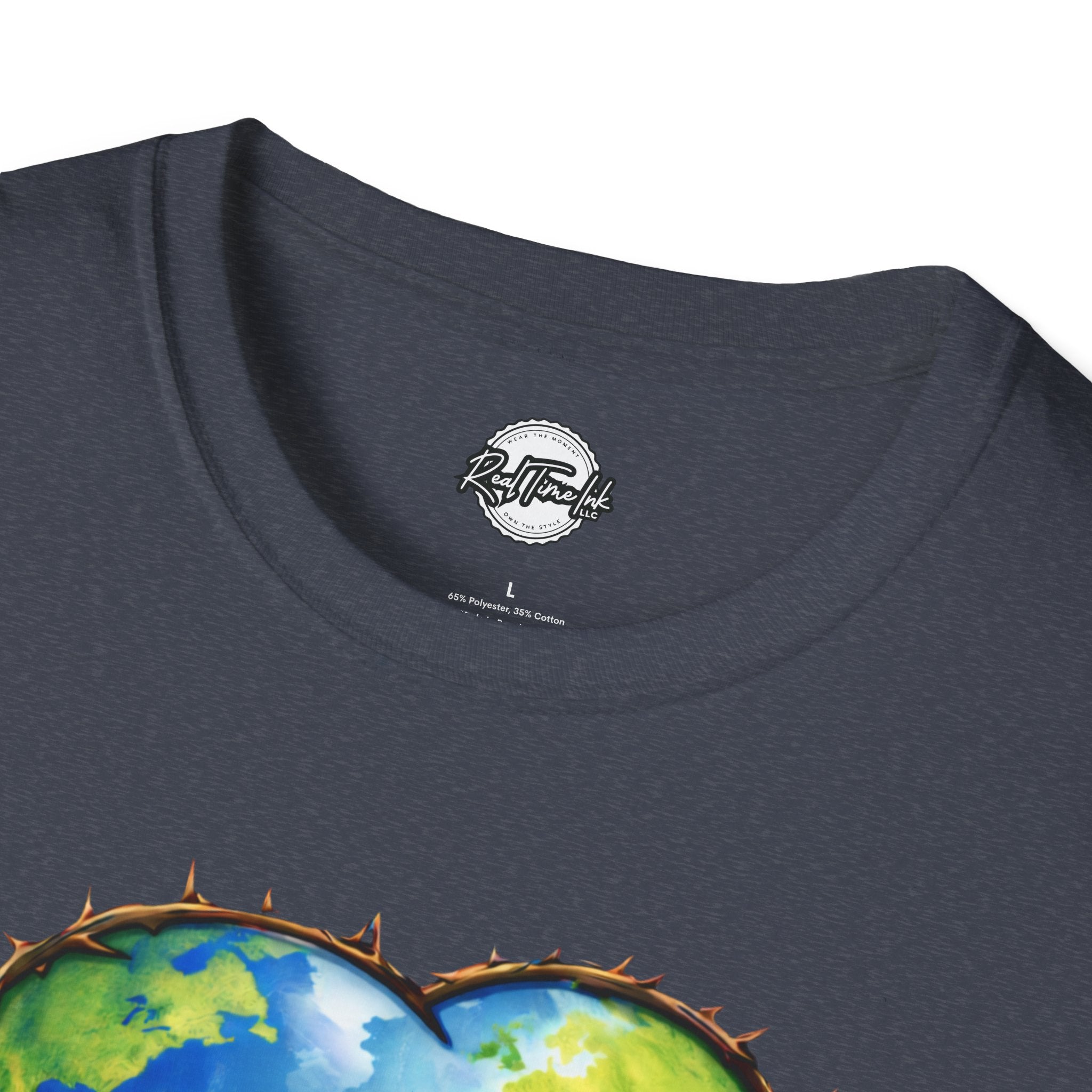 John 3:16 Heart Globe Christian T-Shirt — "For God so loved the world" Faith Tee