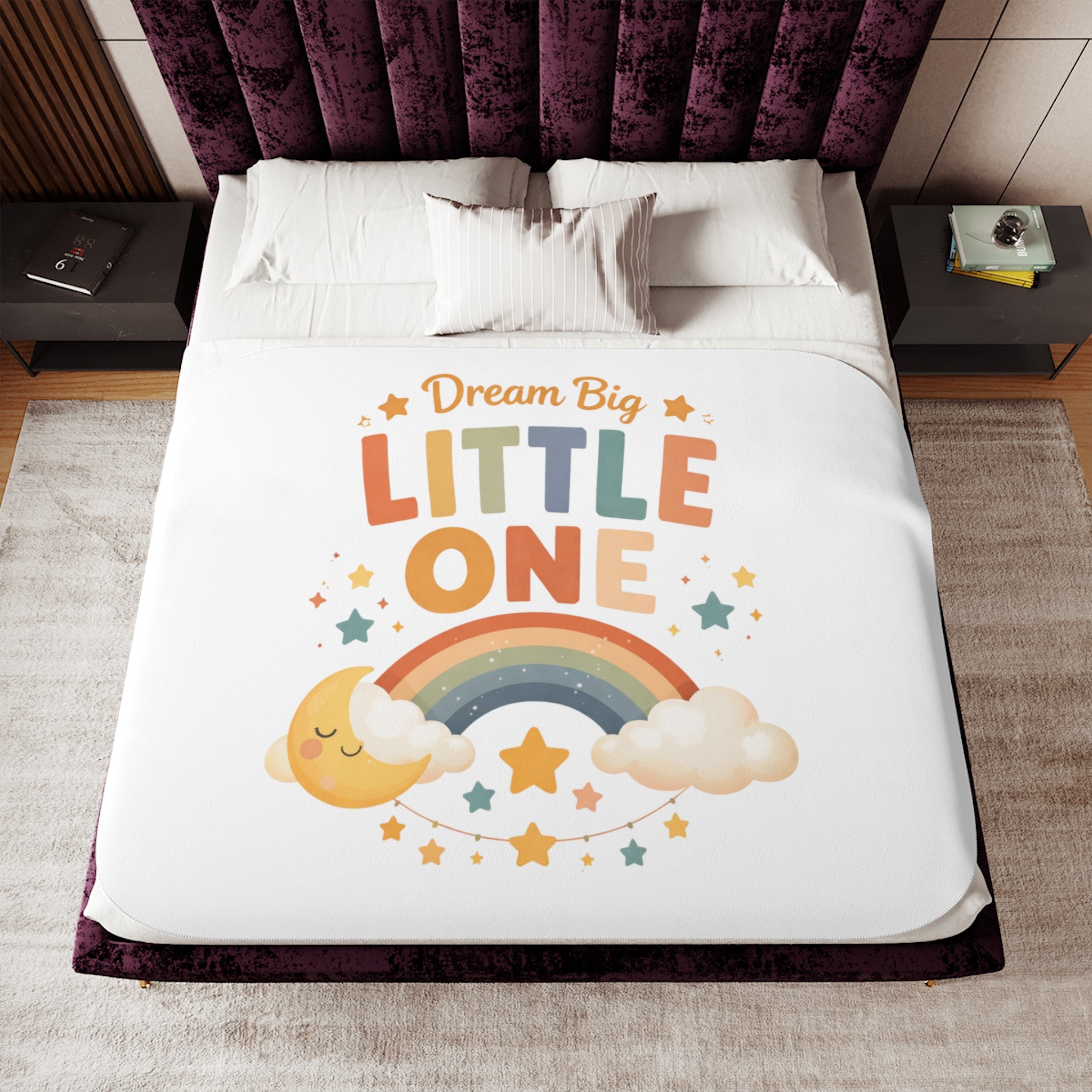 Dream Big Little One Sherpa Blanket — Baby Nursery Rainbow Throw