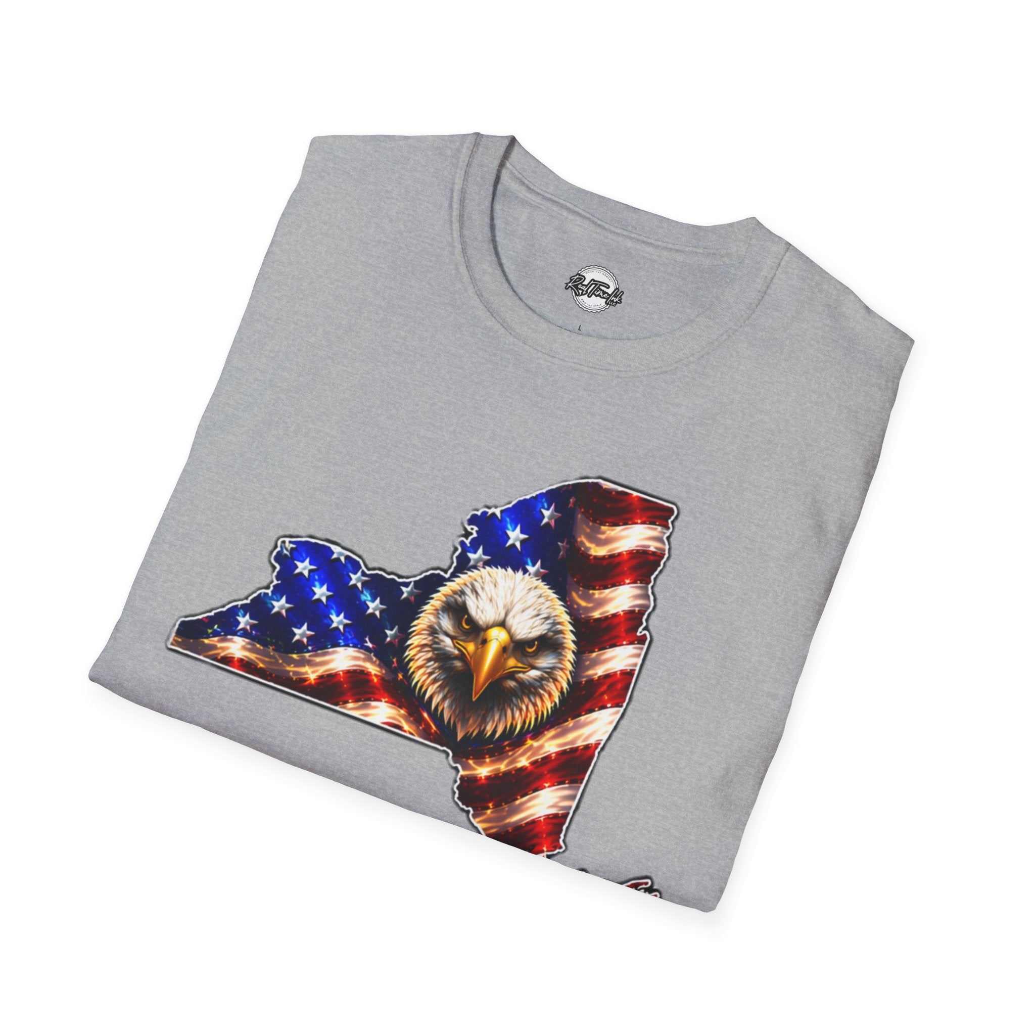 Patriotic New York State T-Shirt - American Flag Eagle Graphic