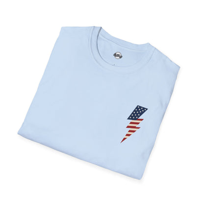 Patriotic Lightning Bolt T-Shirt, American Flag Tee, Unisex Casual Wear, Gifts for Independence Day, Fourth of July Apparel, Summer Style