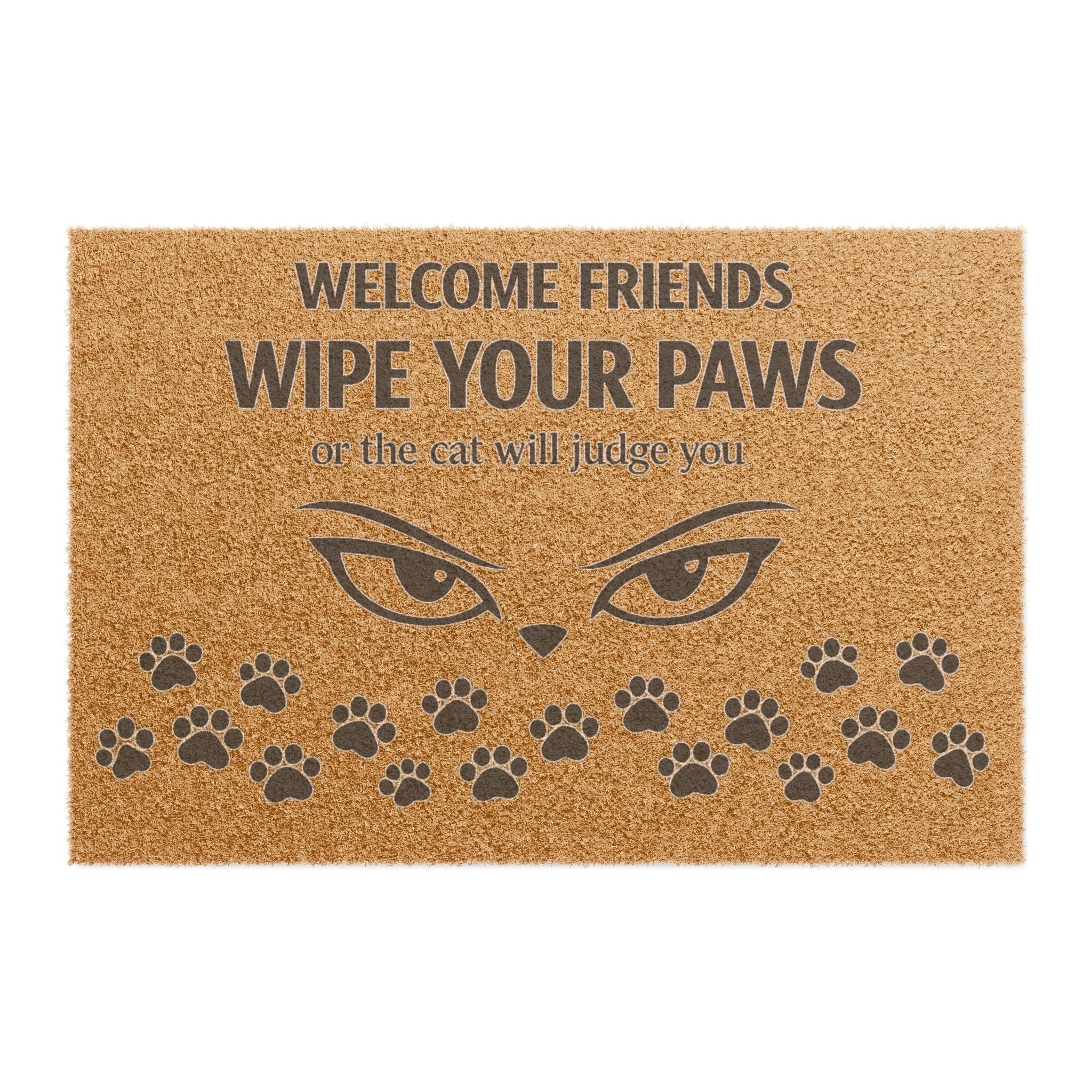 Doormat — "Welcome Friends Wipe Your Paws" Cat Paw Print Welcome Mat