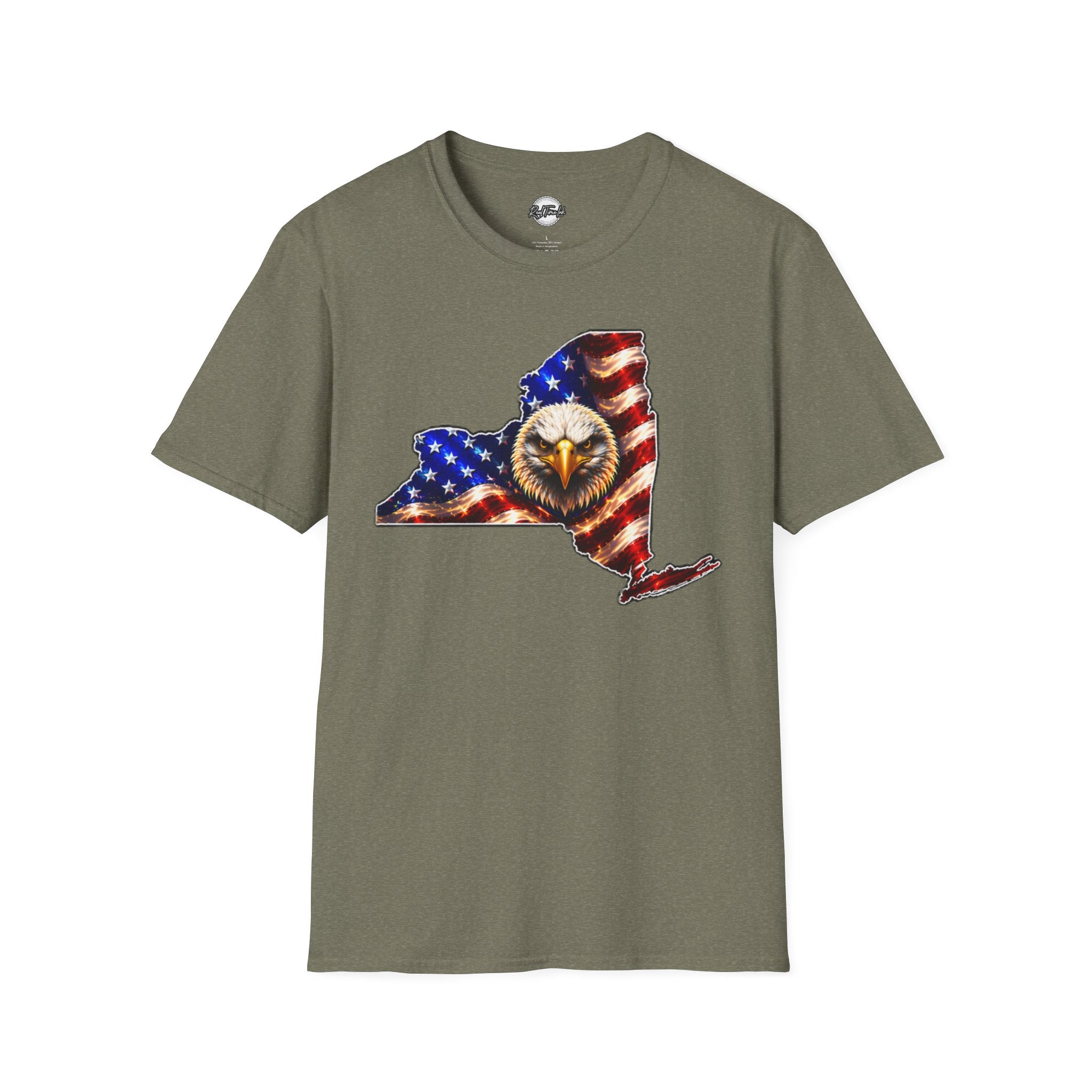 Patriotic New York State T-Shirt - American Flag Eagle Graphic