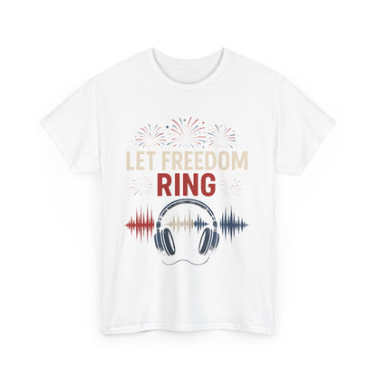 Unisex Heavy Cotton Tee: Let Freedom Ring Shirt, Music Lover Gift, Patriotic Tee, Festival Outfit, Independence Day Celebration
