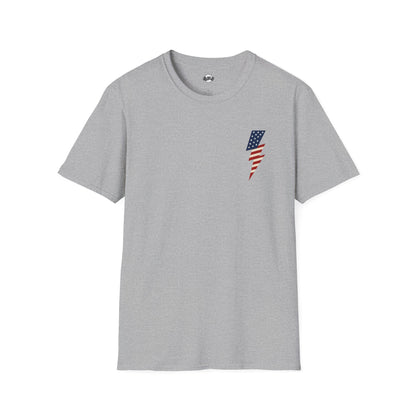Patriotic Lightning Bolt T-Shirt, American Flag Tee, Unisex Casual Wear, Gifts for Independence Day, Fourth of July Apparel, Summer Style
