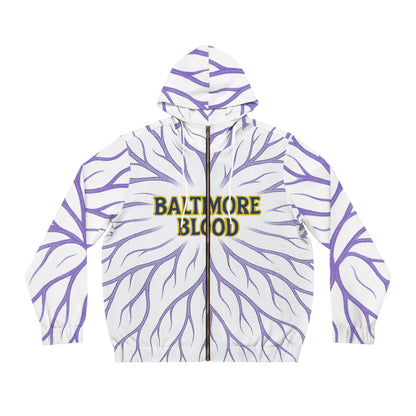 Baltimore Blood Roots Full-Zip Hoodie, Unique Urban Style, Great for Gifts, Casual Wear, Cozy Layering, Perfect for All Seasons