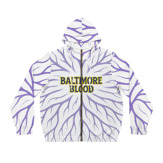 Baltimore Blood Roots Full-Zip Hoodie, Unique Urban Style, Great for Gifts, Casual Wear, Cozy Layering, Perfect for All Seasons