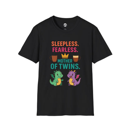Mother of Twins T-Shirt - Sleepless & Fearless Unisex Tee