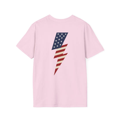 Patriotic Lightning Bolt T-Shirt, American Flag Tee, Unisex Casual Wear, Gifts for Independence Day, Fourth of July Apparel, Summer Style