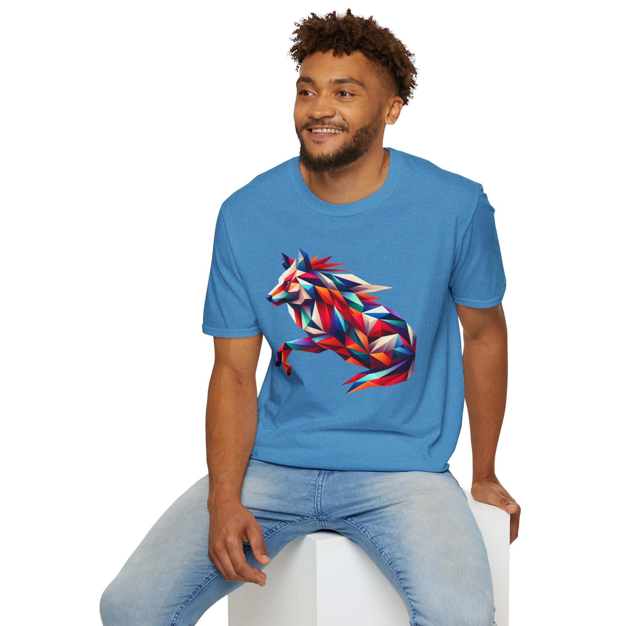 Colorful Geometric Wolf T-Shirt | Unisex Softstyle Tee