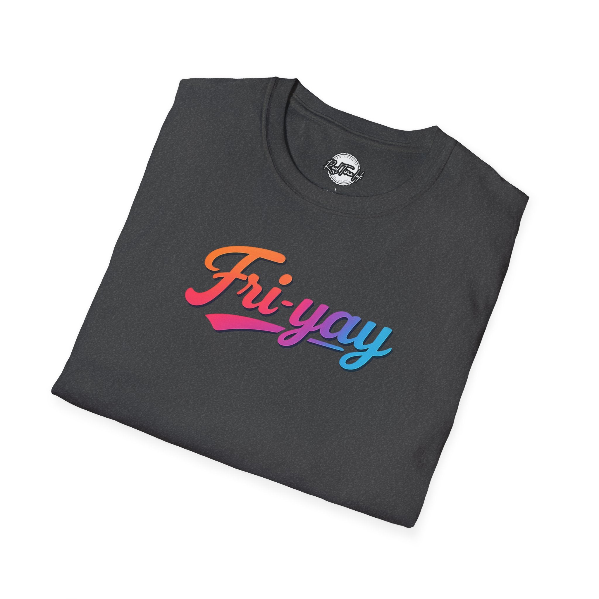 Fri-yay Graphic T-Shirt — Retro Rainbow Weekend Tee