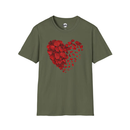 Disintegrating Rose Petal Heart T-Shirt — Floral Heart Design
