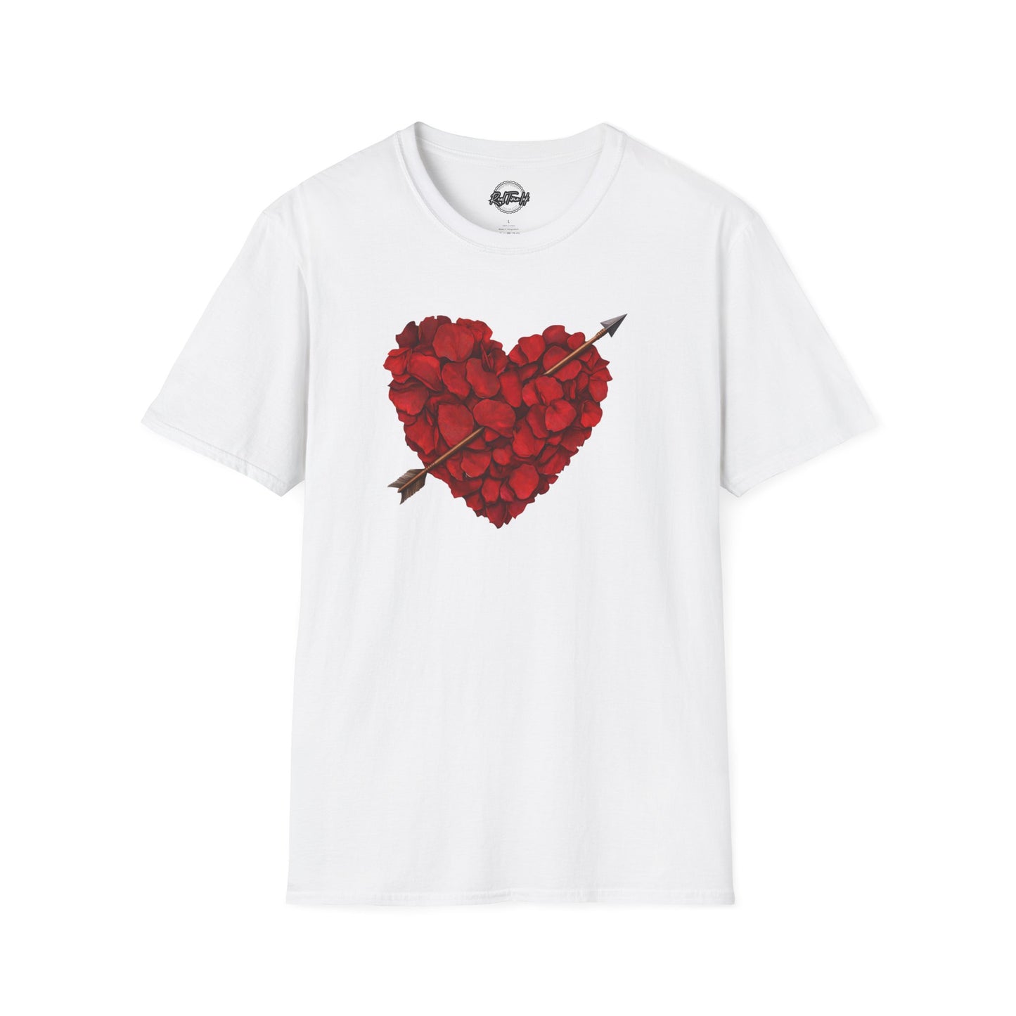 Rose Petal Heart T-Shirt — Arrowed Floral Heart Graphic Tee for Valentine’s Day