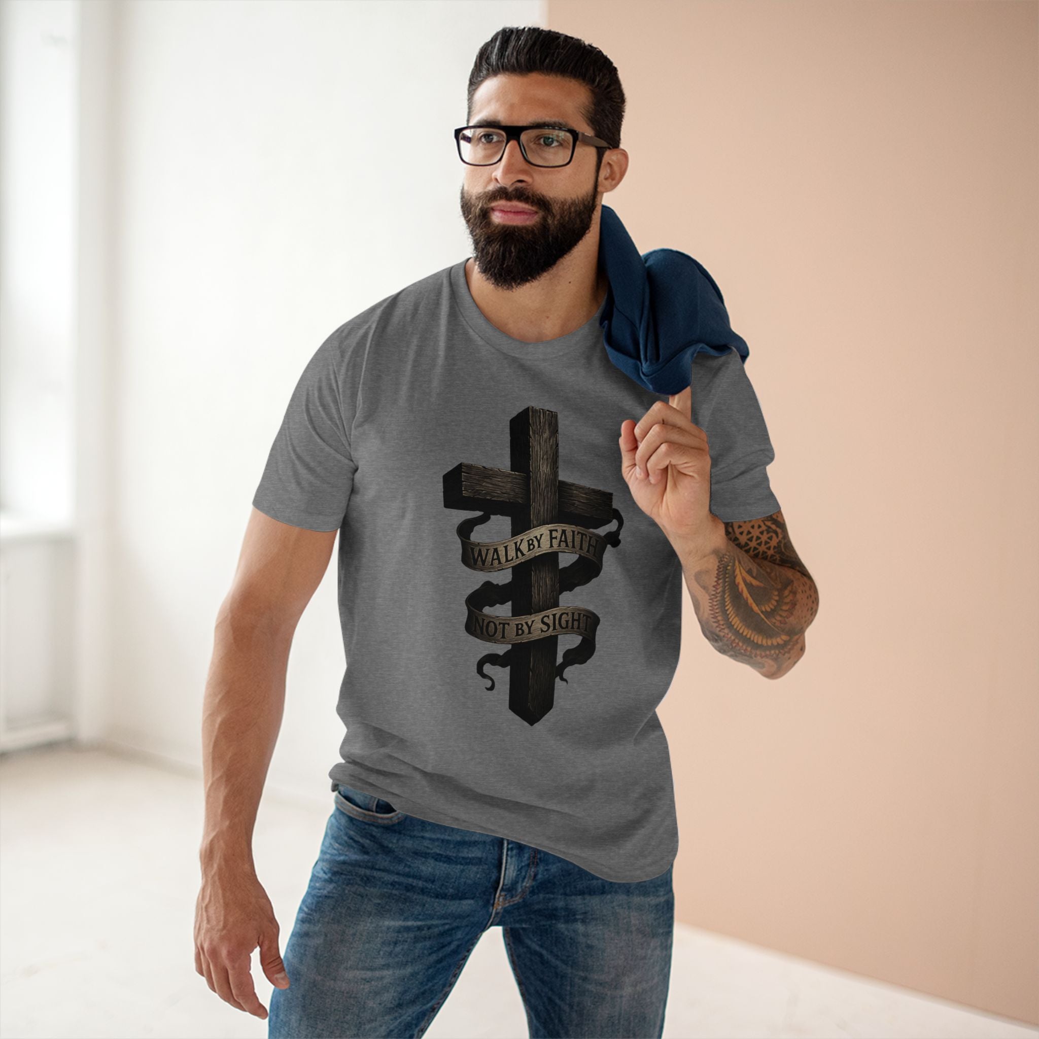 Faith Cross T-Shirt — "Walk by Faith, Not by Sight" Christian Tee