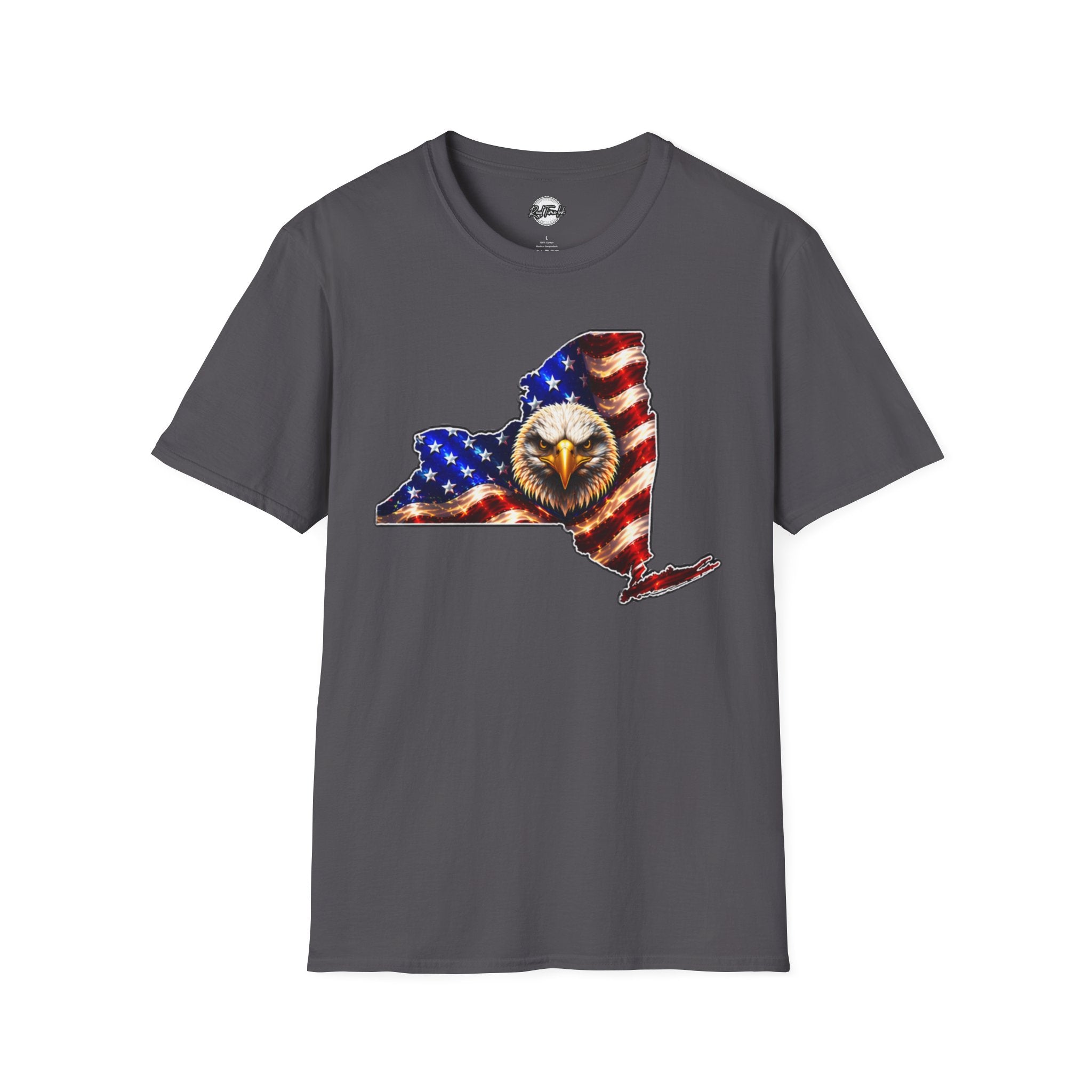 Patriotic New York State T-Shirt - American Flag Eagle Graphic