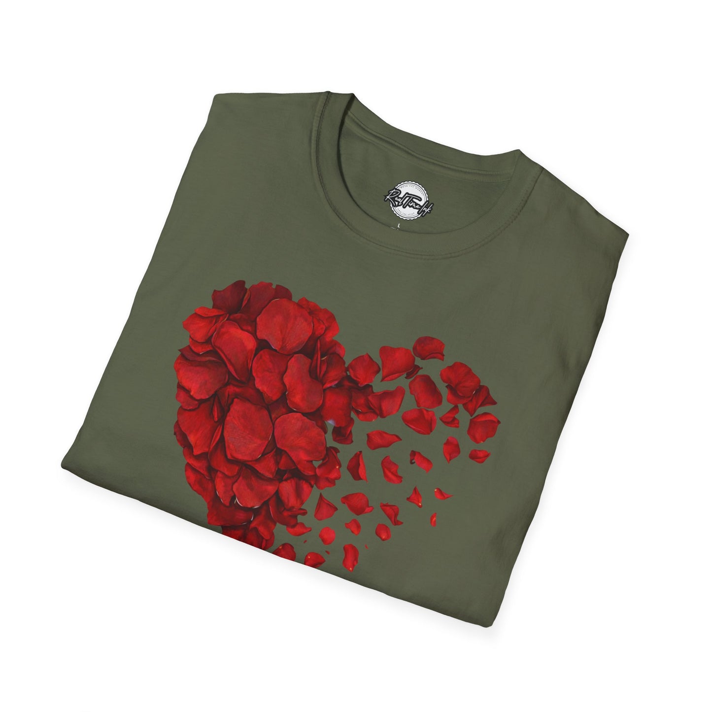 Disintegrating Rose Petal Heart T-Shirt — Floral Heart Design