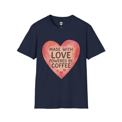 Made with Love Powered by Coffee Unisex Softstyle T-Shirt