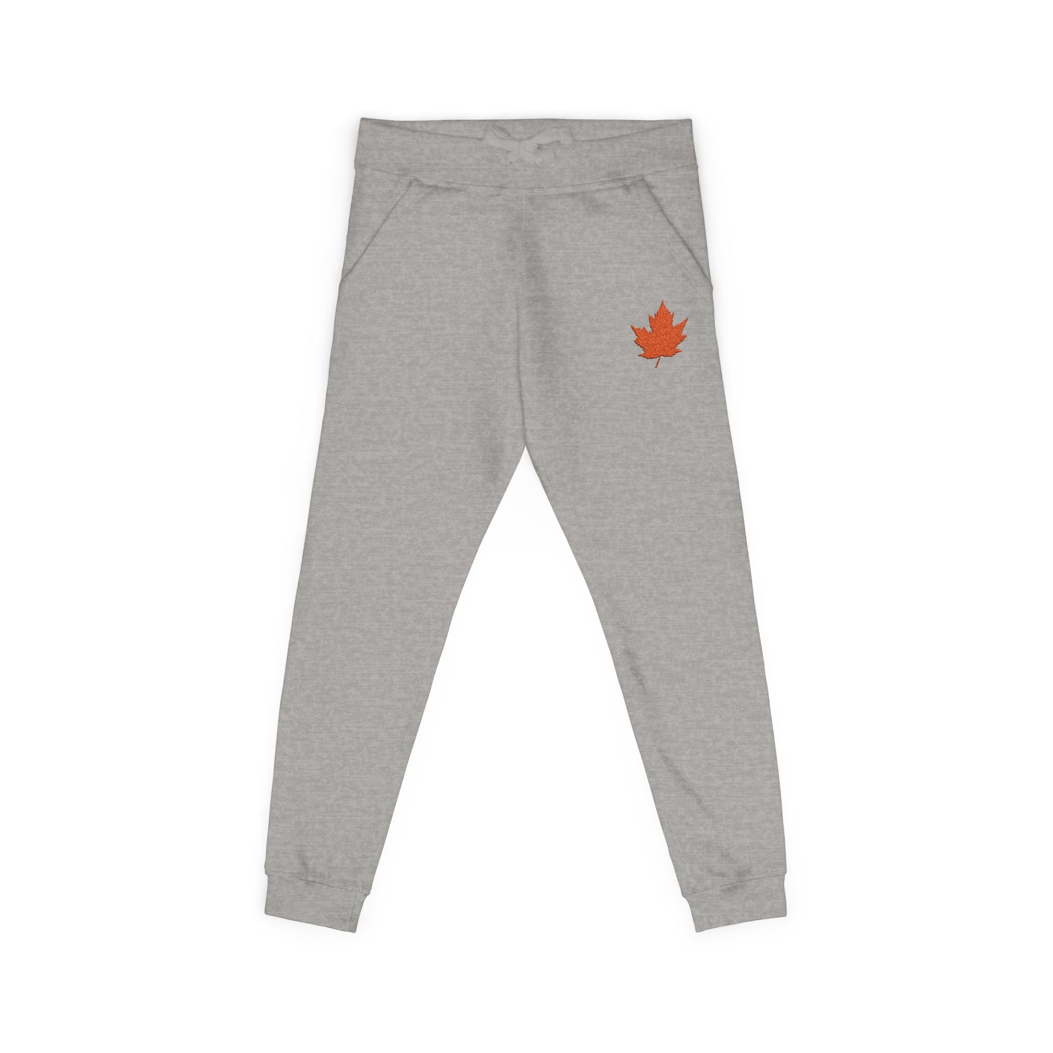 Embroidered Fall Leaf Fleece Sweatpants for Cozy Comfort
